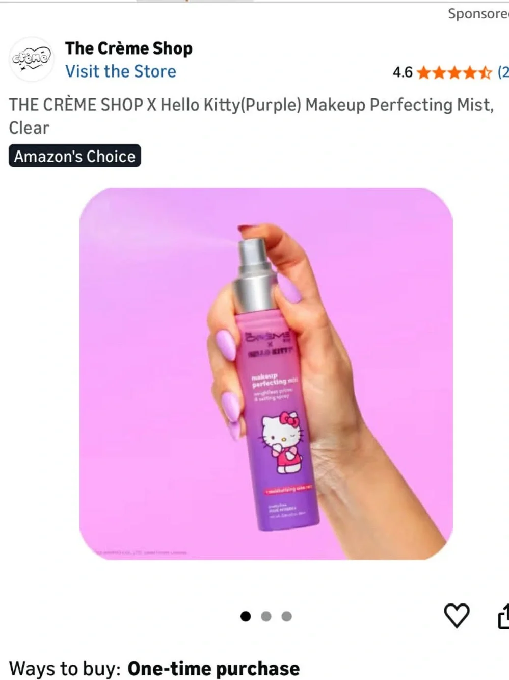 x Hello Kitty Purple Makeup Perfecting Mist - Hydrating Setting Spray